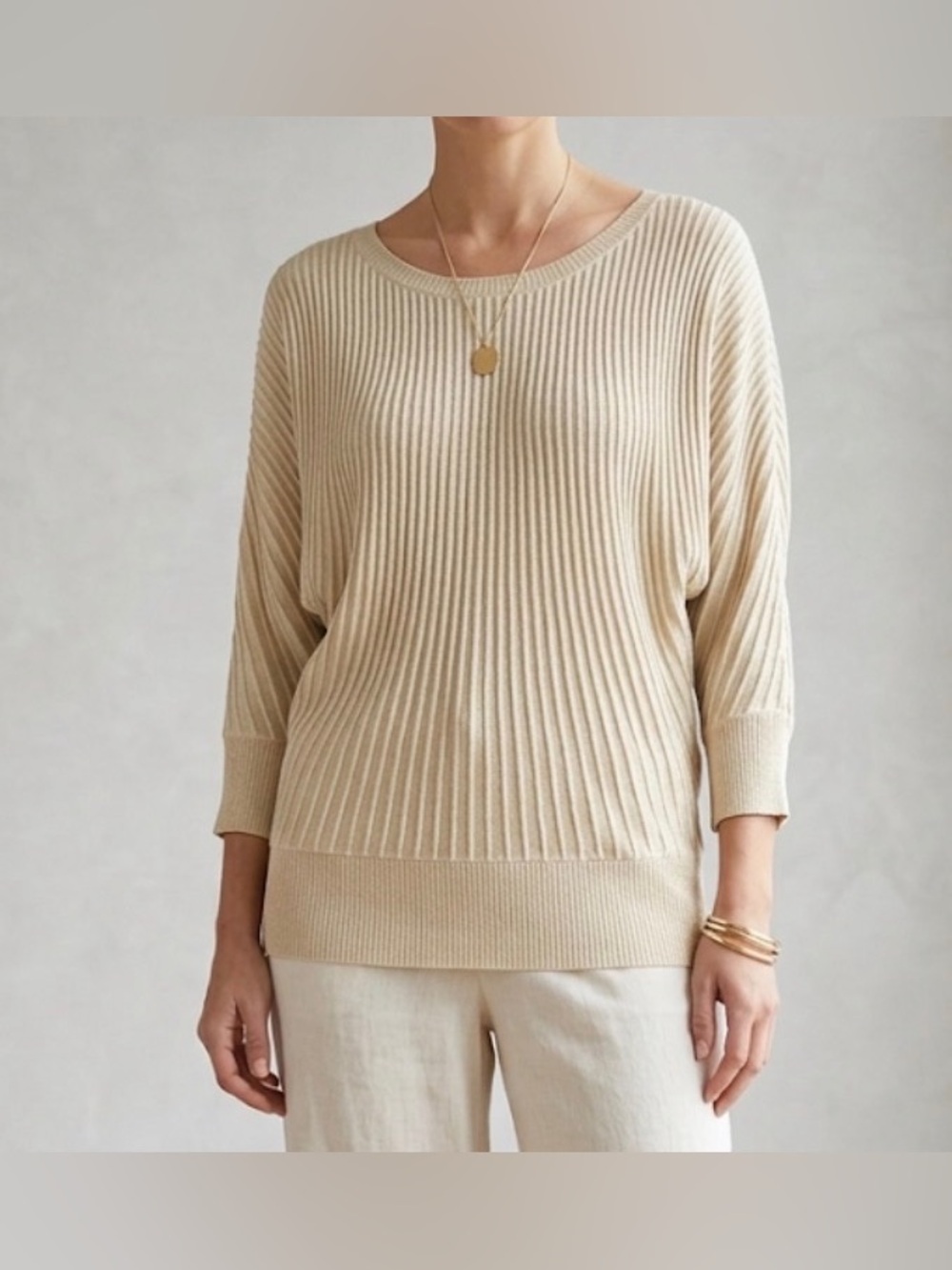Charter Club Elegant Cream and Gold Lightweight Sweater
